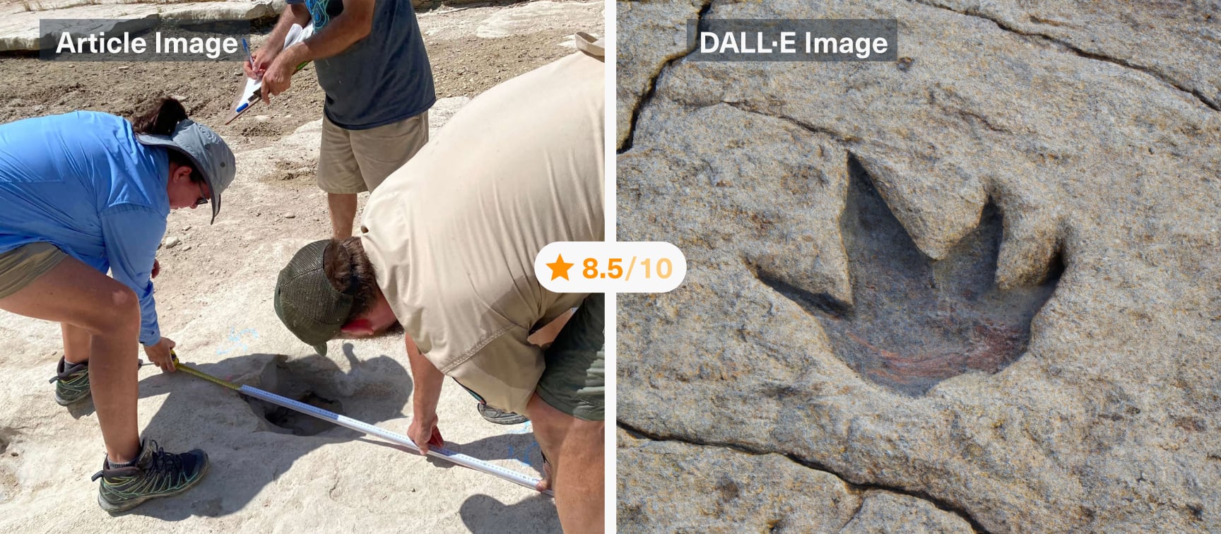 DALL-E meets News API: “Drought reveals new dinosaur tracks in Texas”